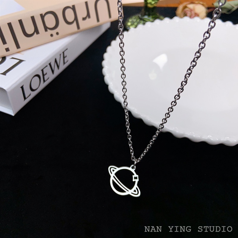 Vòng cổ mặt hình hành tinh phong cách hip hop đơn giản thời trang cho nam và nữ