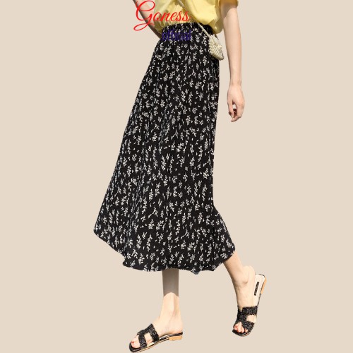 Chân váy dài lưng cao hoạ tiết hoa nhí vintage khoá sau thời trang cho nữ 205 | BigBuy360 - bigbuy360.vn