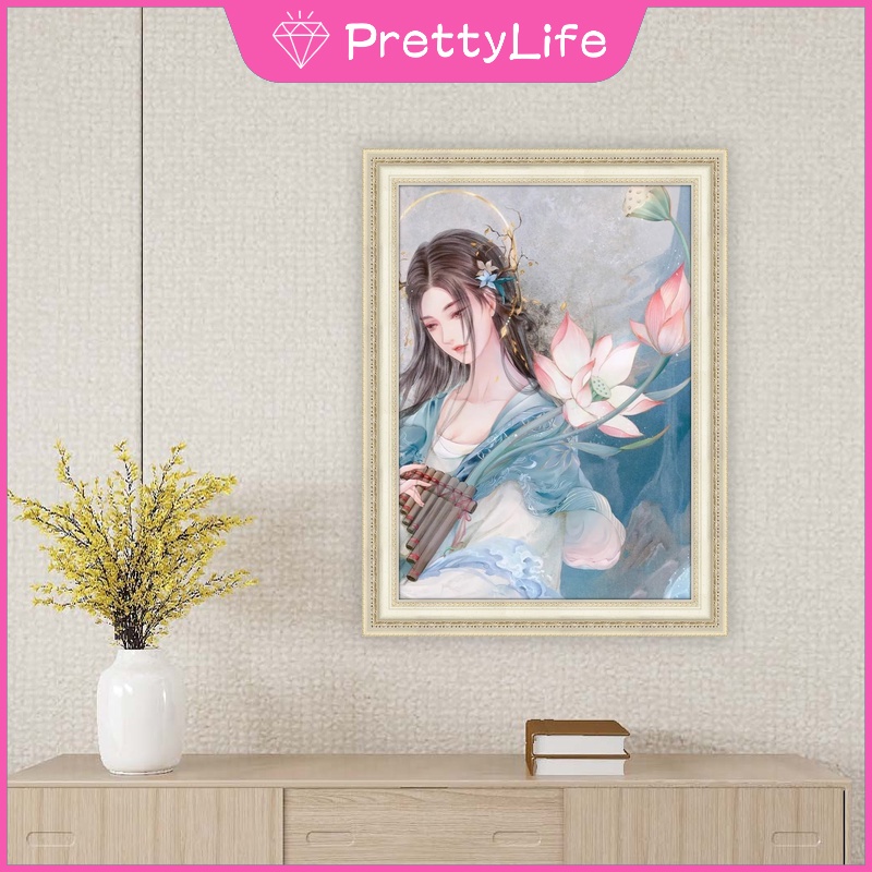 Bộ Tranh Đính Đá 5D Tự Làm 40x50cm Hình Cô Gái Trung Hoa Cổ Đại Trang Trí Nhà Cửa