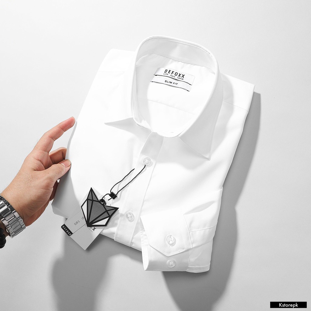 Áo sơ mi nam trắng trơn vải chống nhăn cao cấp form slimfit KSTORE SMDTDFMDTK1 | BigBuy360 - bigbuy360.vn