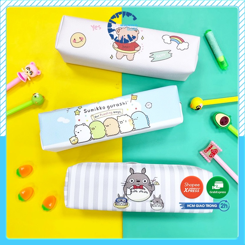 Bóp viết cute 1 ngăn họa tiết các nhân vật hoạt hình, hộp bút da PU giá xưởng - SP003090