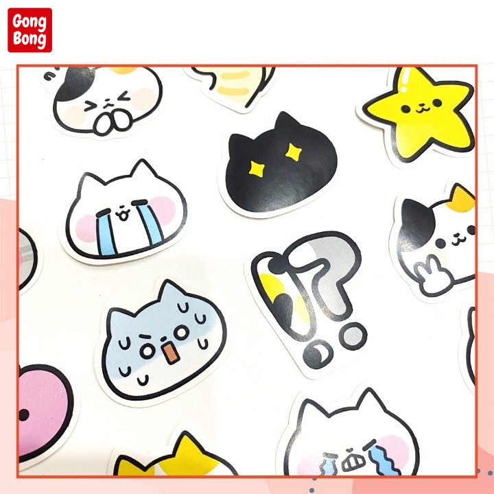 Sticker cute trang trí hình dán mèo cảm xúc bộ 26 nhãn dán sổ tay điện thoại laptop đồ dùng