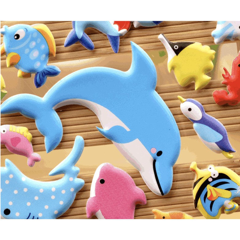 Sticker 3D chống thấm THẾ GIỚI BIỂN dán cho bé đồ chơi dán giải trí học thêm về con vật động vật dưới biển