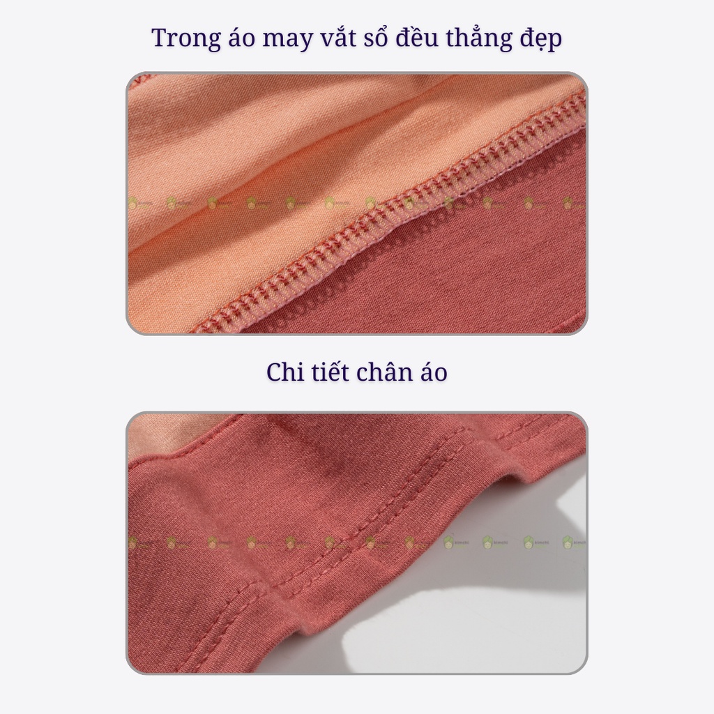 Bộ Dài Tay Thun Lạnh Cho Bé Trai, Bé Gái KIMCHIBABY Cổ 3P Vịt Vàng, Đồ Bộ Mặc Nhà Cho Bé Thu Đông KWTD2214