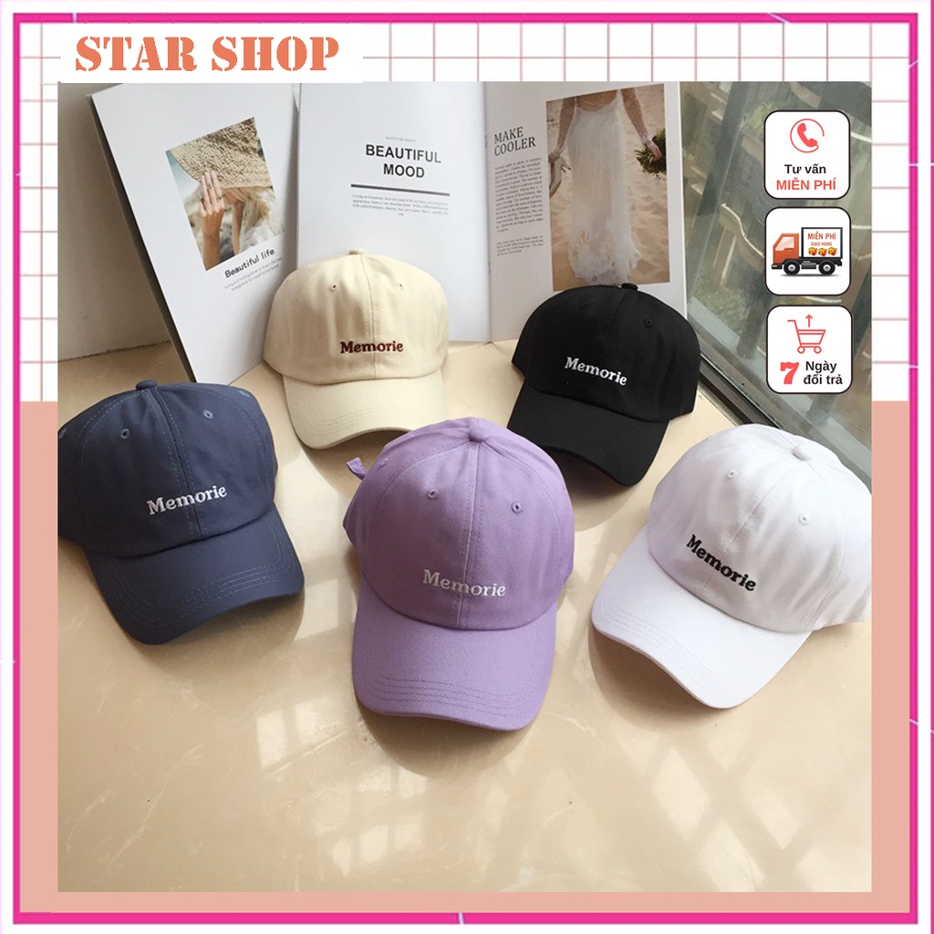 Mũ lưỡi trai thời trang thêu chữ Memorie phong cách Hàn Quốc T06