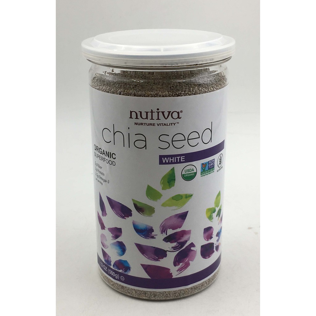 Combo 2 Hạt Chia Trắng Organic Nutiva của Mỹ. Khối lượng 500g/túi x 2 = 1 kg.