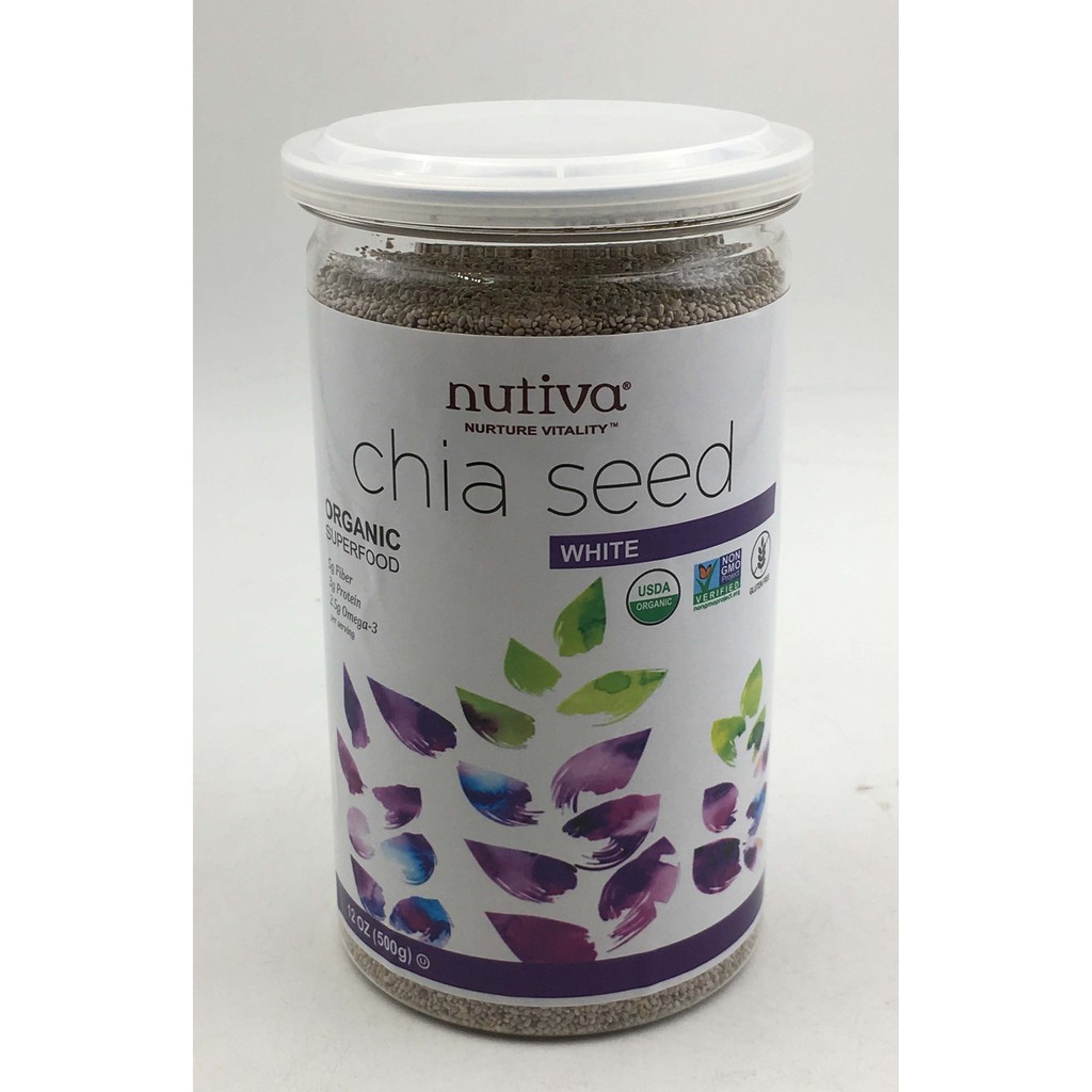 Combo 3 hộp Hạt Chia Trắng Organic, Hiệu Nutiva của Mỹ.Tổng khối lượng 3 x 500gr = 1 kg 5.