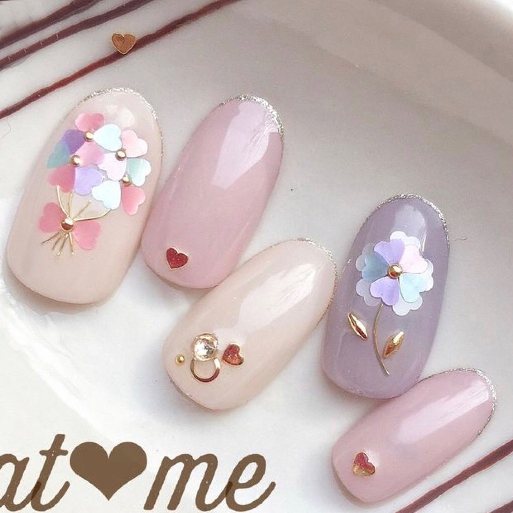 Set 12 ô nhũ trái tim nail 3D lấp lánh rất sáng - nhũ nail trang trí móng tay nghệ thuật