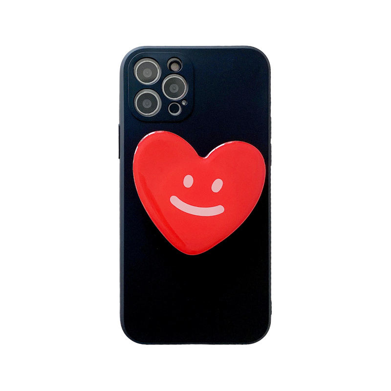 Ốp điện thoại TPU có nút đỡ hình emoji màu đỏ cho iphone 11 pro 11promax iphone 7 8 plus iphone x xr xsmax 12promax