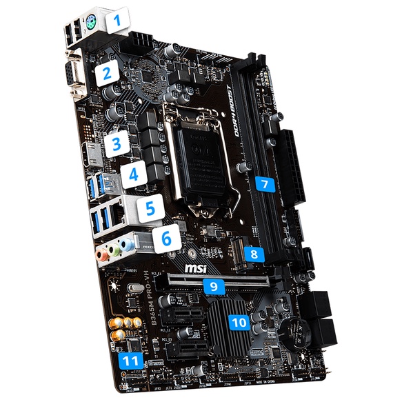 Bo mạch chủ MSI B365M PRO-VH 1151v2 Socket 1151,2 khe ram, m-ATX, Intel B365  bảo hành 3 năm hãng