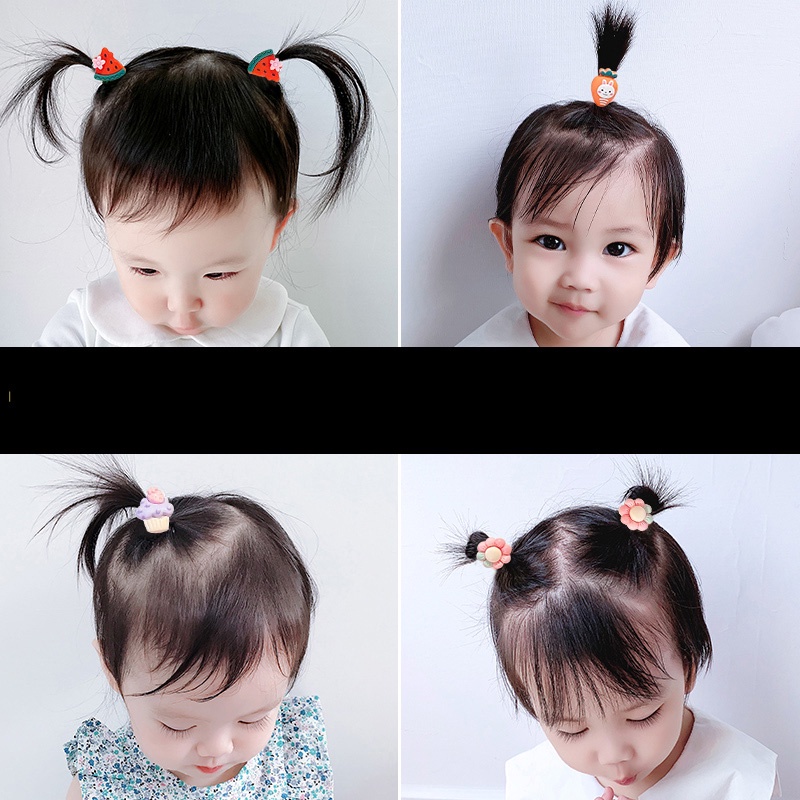 Set 10 Dây Buộc Tóc Cao Su Co Giãn Hình Hoa Hoạt Hình Phong Cách Hàn Quốc