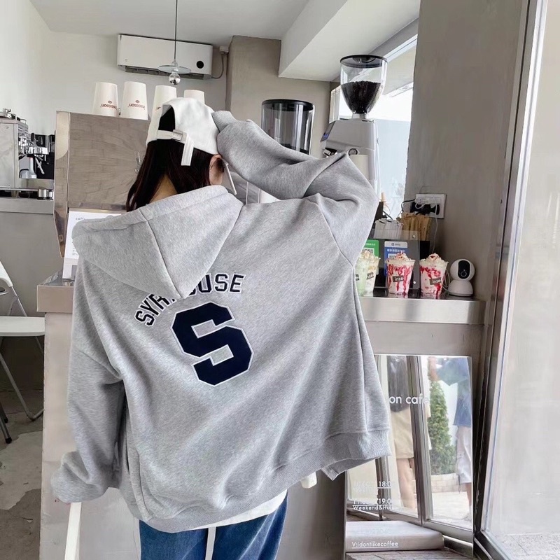 Áo Khoác Nỉ Bông Kéo Khóa Thêu Chữ S | BigBuy360 - bigbuy360.vn