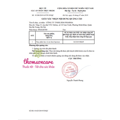 Spermen - Hỗ trợ tăng chất lượng khỏe tinh trùng, tăng cường sinh lý nam từ Đông trùng hạ thảo Hộp 30 viên