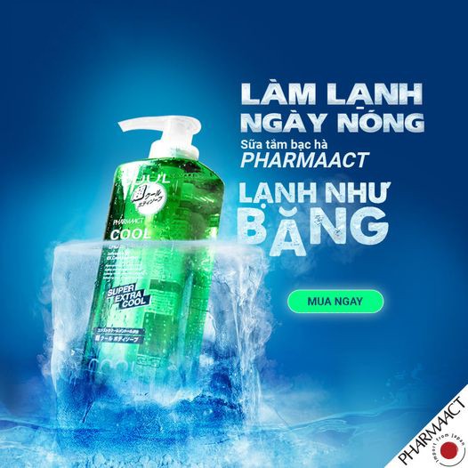 Sữa Tắm Nam Cao Cấp Nhật Bản Hương Bạc Hà Mát Lạnh Pharmaact Cool, Nhập Khẩu Chính Hãng (600ml)