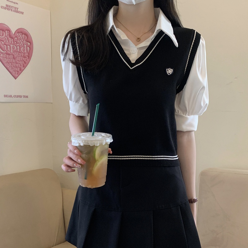 Áo Thun Dệt Kim Tay Ngắn Cổ polo Phong Cách Thời Trang Hàn Quốc 52355