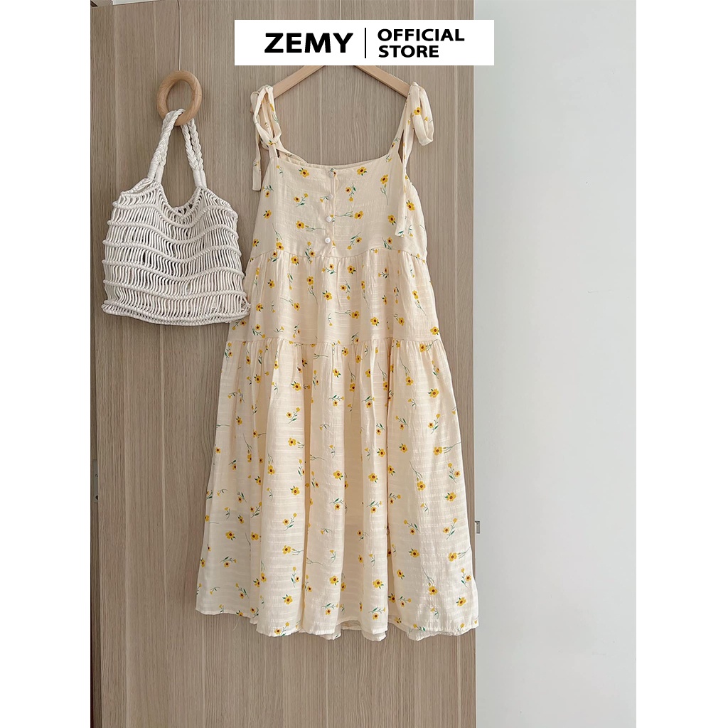 Váy 2 dây hoa nhí dáng dài đầm hai dây babydoll maxi đi biển vintage