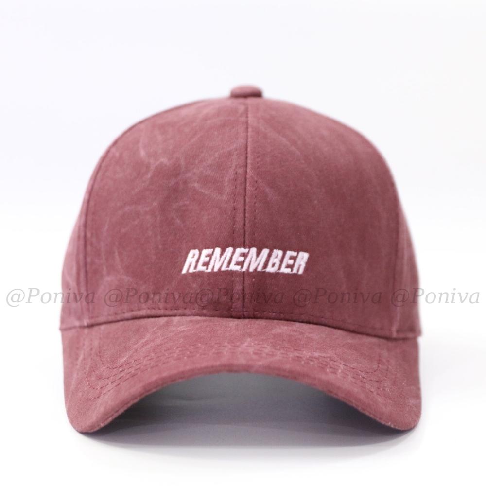 Mũ lưỡi trai ❤️ Nón kết thêu chữ REMEMBER chất kaki  loang cao cấp form unisex nam nữ phong cách Ulzzang PONIVA siêu hot