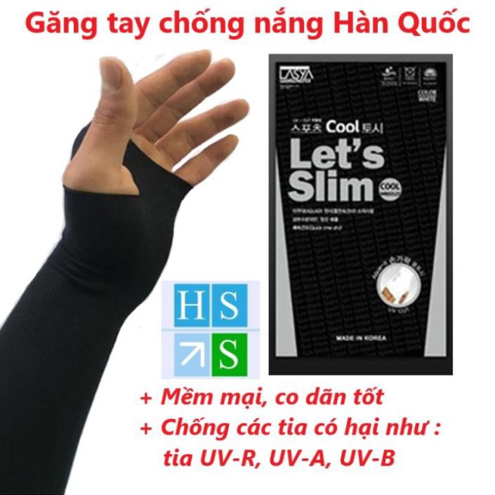 Đôi Găng tay chống nắng xỏ ngón Hàn Quốc Let's Slim Aqua  - Chống tia UV , vải dầy dặn - NPP HS Shop