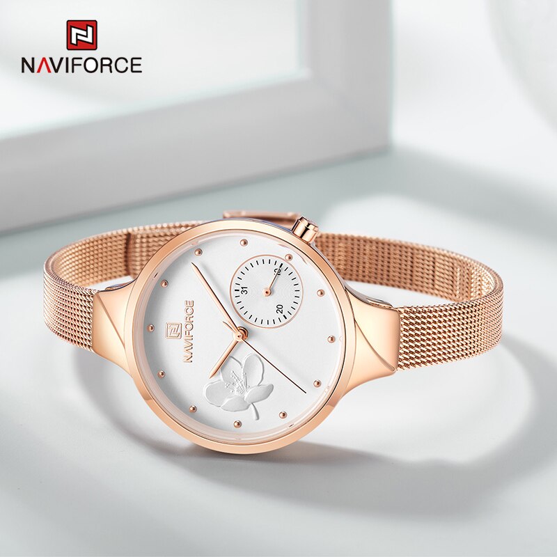 NAVIFORCE NF5001S Women Casual Fashion Mesh Band Analog Quartz Watch