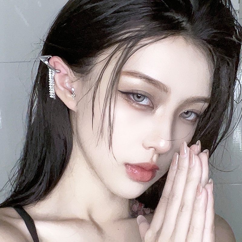 Bông tai dạng kẹp không cần xỏ lỗ màu đỏ thời trang cao cấp cho nữ