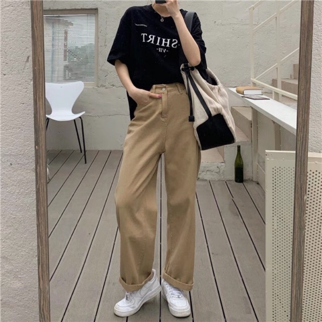 [Mã FAGREEN55 giảm tới 30K đơn 99K] 5381 | QUẦN KHAKI NÂU NHẠT DÁNG RỘNG ĐƠN GIẢN HÀN QUỐC | BigBuy360 - bigbuy360.vn
