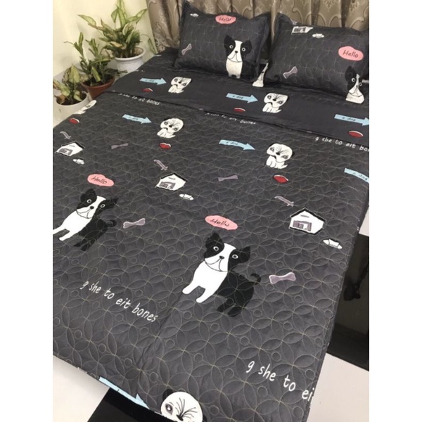 Bộ chăn ga gối 5 món ĐÔ RÊ MON , Ga gối cotton ( lưu ý: đệm trên 15cm nhắn tin cho shop)