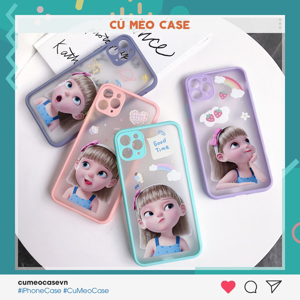 Ốp iPhone bảo vệ camera búp bê 4 màu iPhone 7 8 7 Plus 8 Plus X Xs Xr XsMax iPhone 11 11 Pro 11 Promax Cú Mèo Case