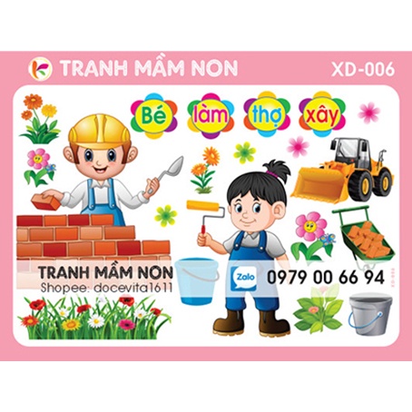 Decal Mầm Non - BÉ LÀM THỢ XÂY  XD-006