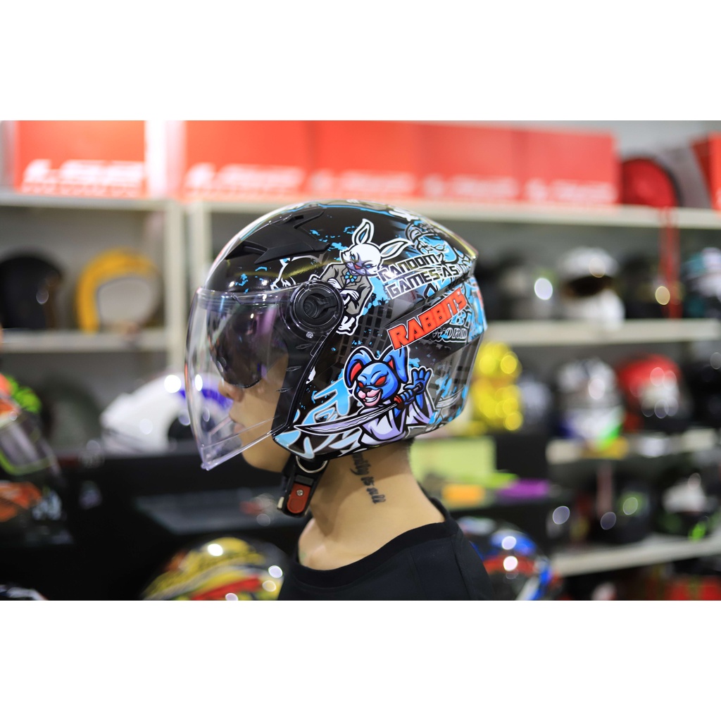 Mũ bảo hiểm Royal M268 3/4 2 kính lên tem Thỏ Repaid