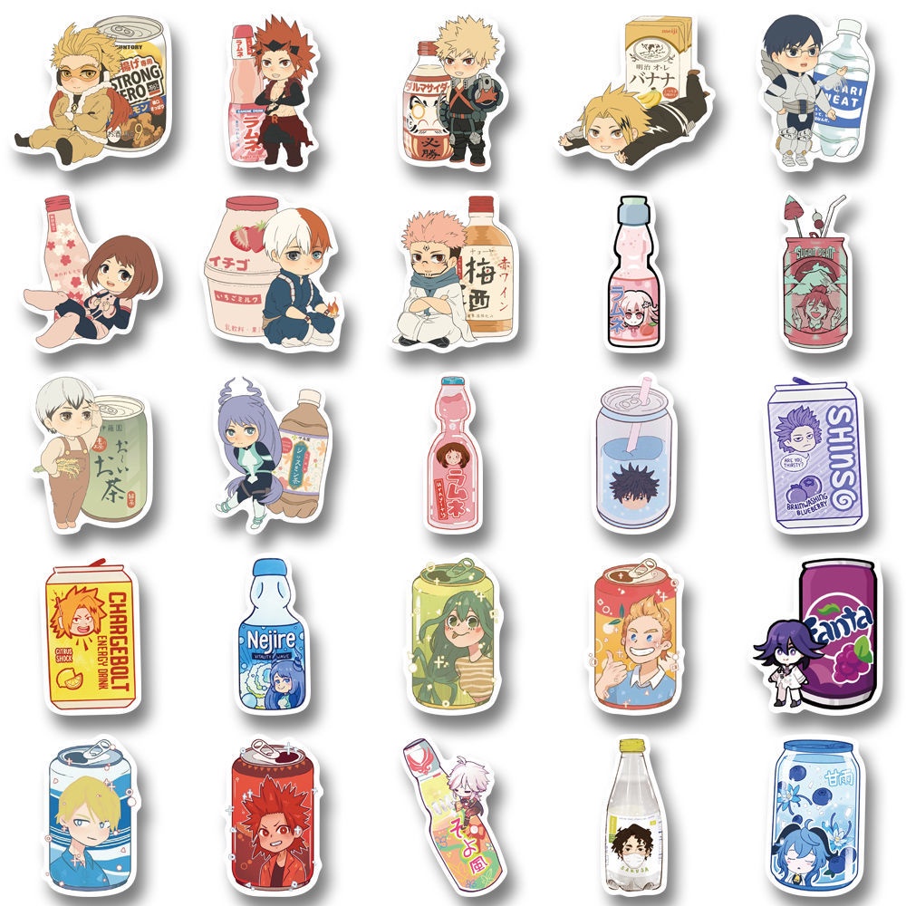 Bộ 50 Miếng Dán Trang Trí Bình Nước Họa Tiết Hoạt Hình Dễ Thương Chống Thấm Nước