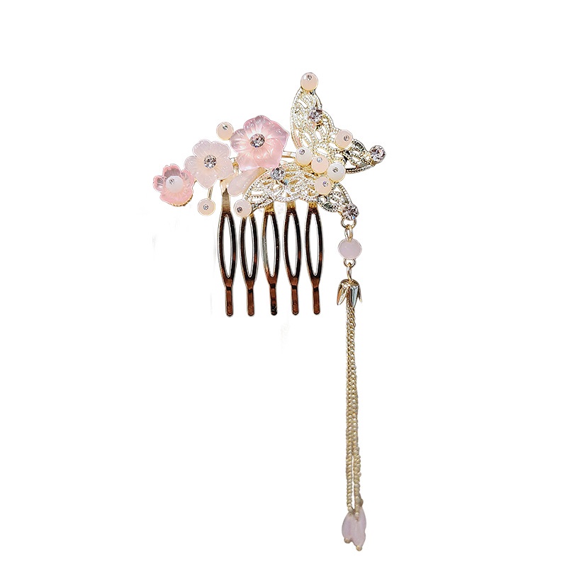 Trâm Cài Tóc Hình Bướm Đính Tua Rua Phong Cách Trung Hoa