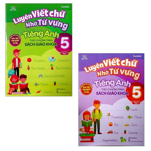 Sách Megabook - Combo Luyện Viết Chữ Nhớ Từ Vựng Tiếng Anh Theo Chương Trình Sách Giáo Khoa Lớp 5 (Tập 1 + Tập 2)
