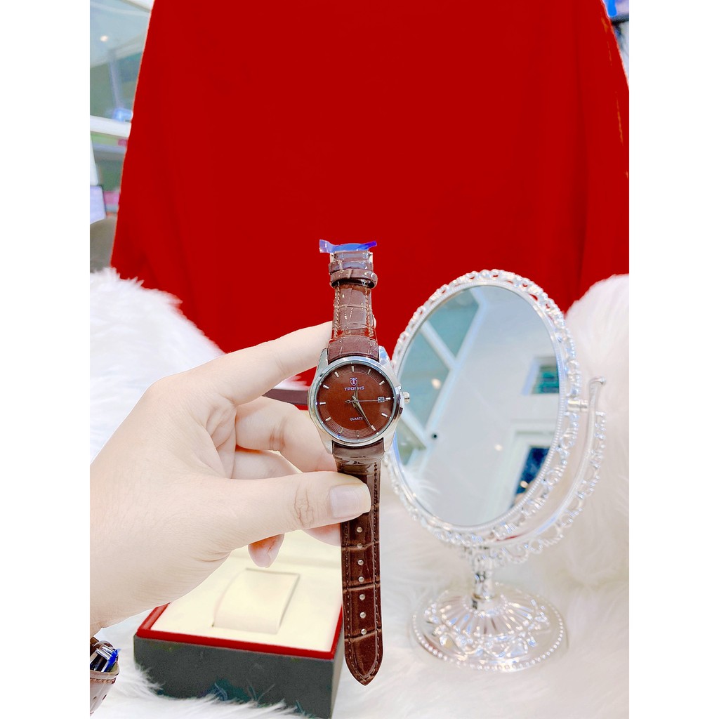 Đồng hồ nữ Tpofhs mặt tròn khoá xịn dây da bền, mặt chống xước , máy chống nước , kiểu dáng thời trang | BigBuy360 - bigbuy360.vn