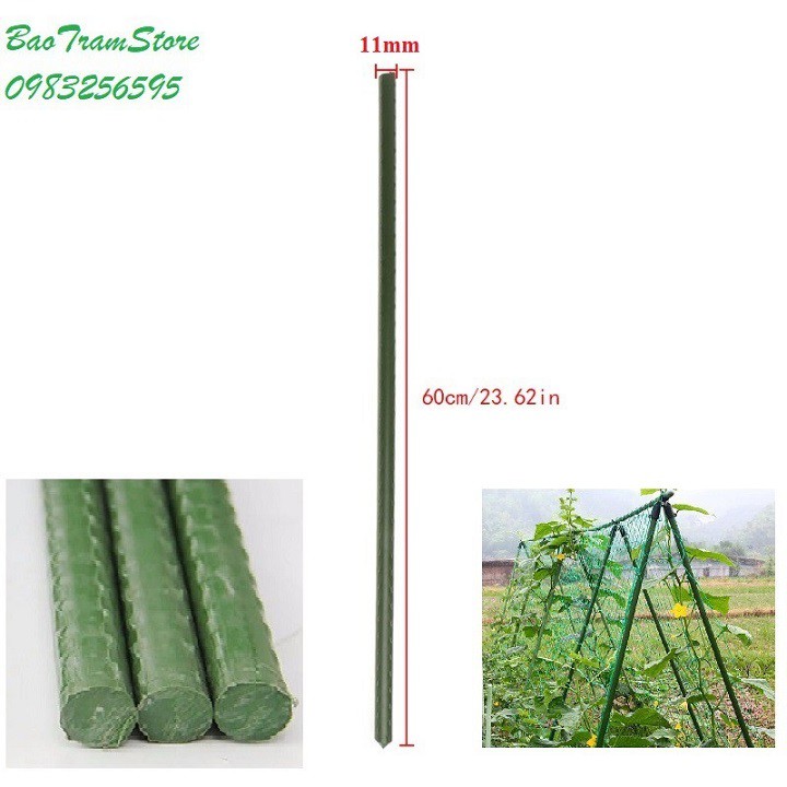 Ống thép bọc nhựa dùng làm cây đỡ hoa hồng, làm giàn cỡ 11mm dài 60cm