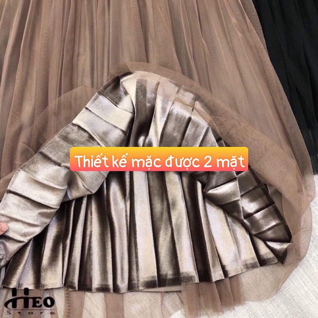 CHÂN VÁY DÀI XẾP LY MẶC ĐƯỢC 2 MẶT, CHÂN VÁY XẾP LI CẠP CHUN