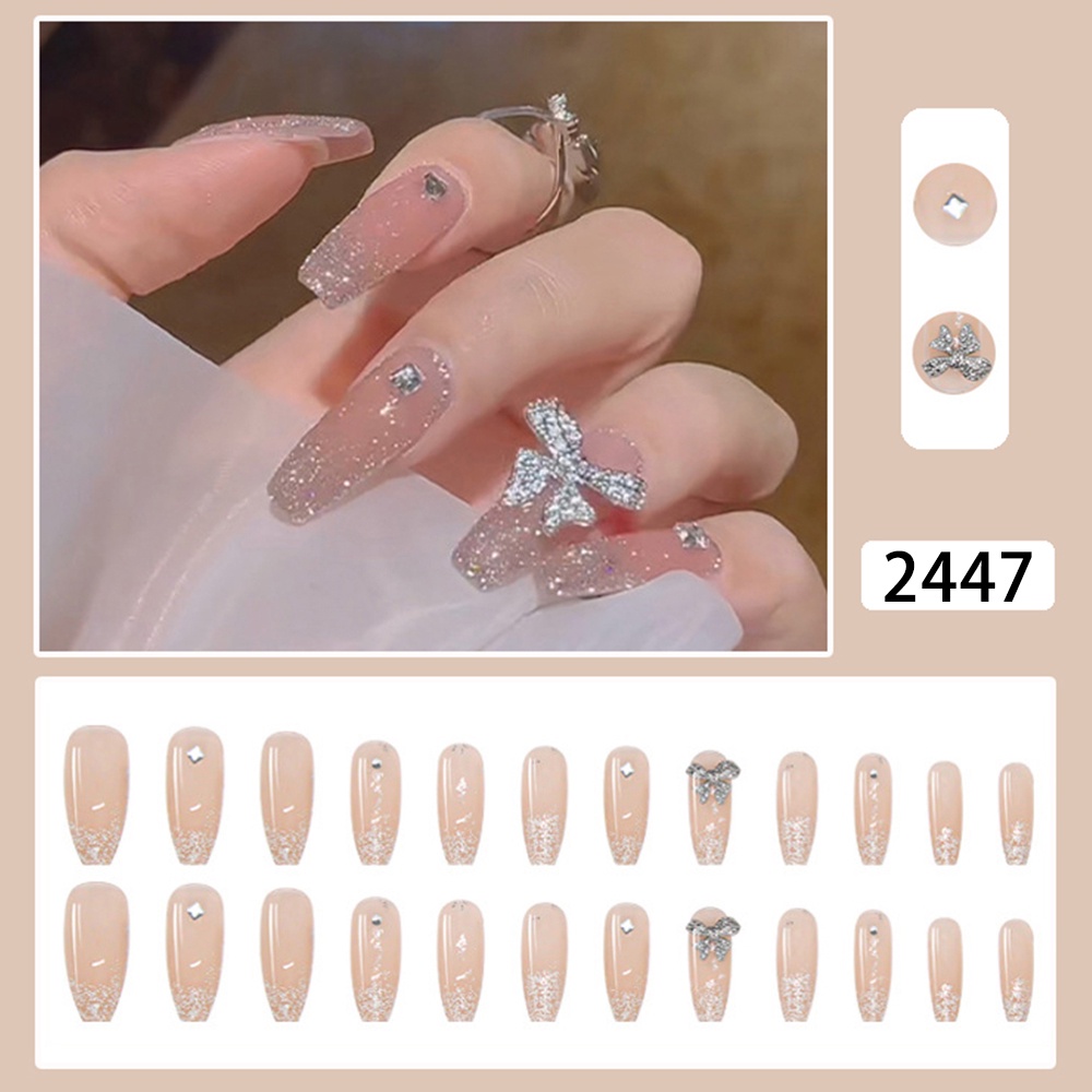 Bộ 24 Móng Tay Giả Ngắn 2447 Cho Bé Gái