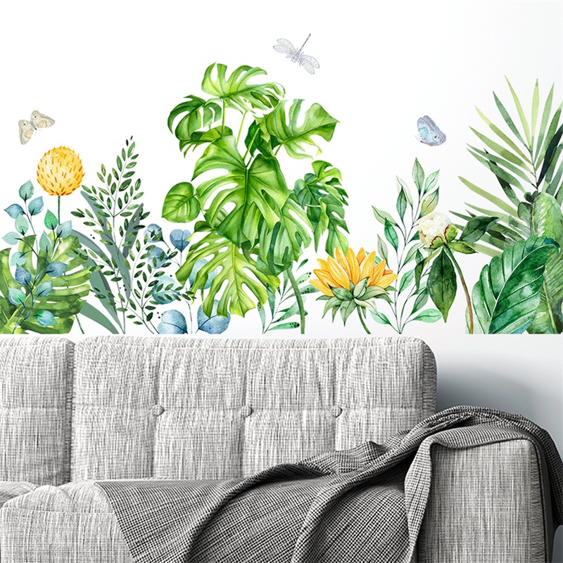 Giấy Dán Tường Hình Chậu Cây Xanh Phong Cách Bắc Âu Sáng Tạo Trang Trí Phòng Khách