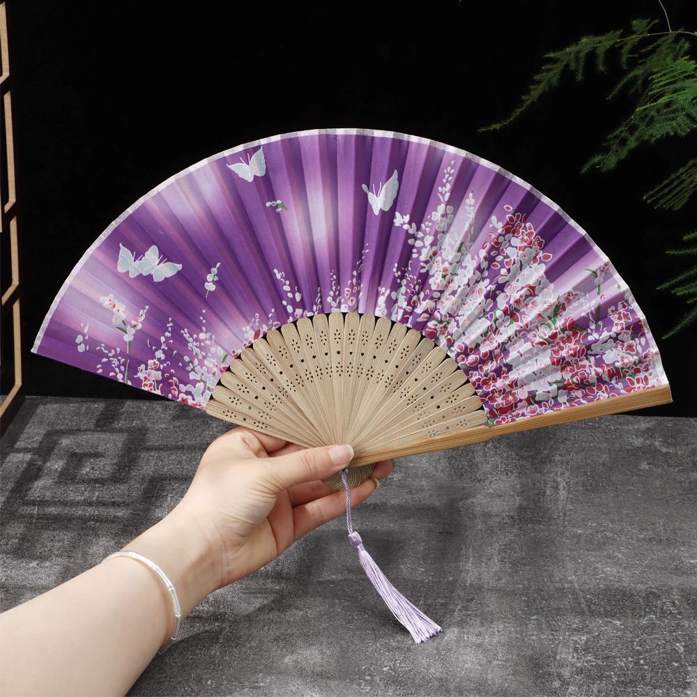 SUSANS Quạt Xếp Cầm Tay Bằng Tre Họa Tiết Hoa Trang Trí Bàn Làm Việc