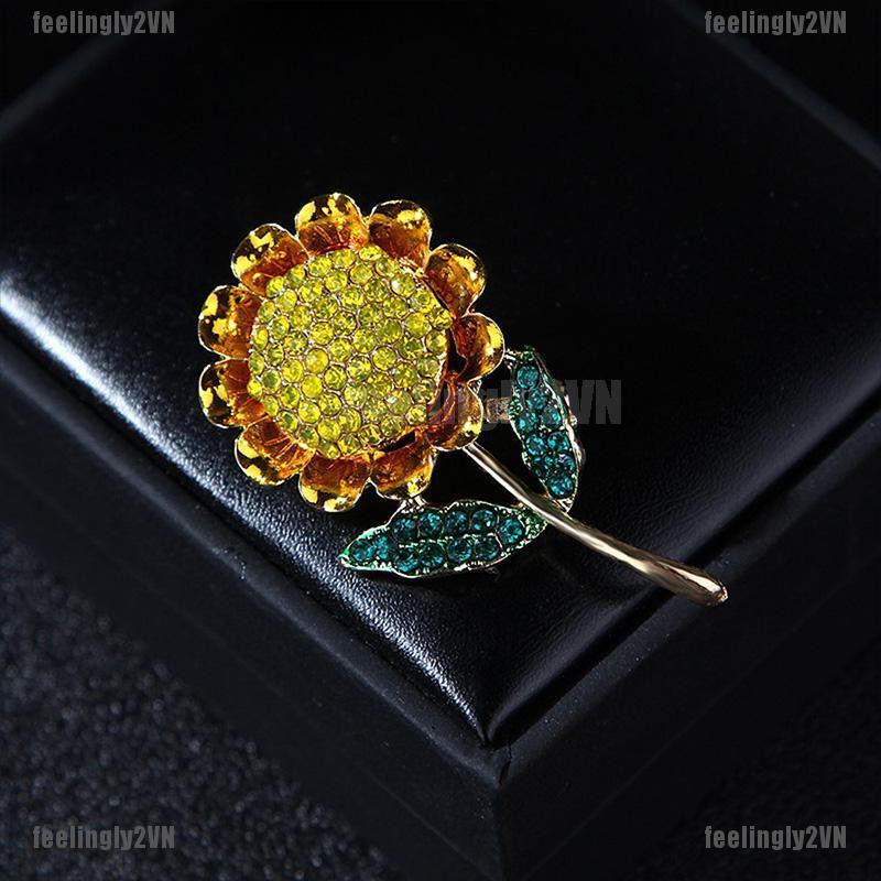 ❤Mặt Trời❤ Huy Hiệu Cài Áo Hình Hoa Hướng Dương Đính Đá Xinh Xắn
