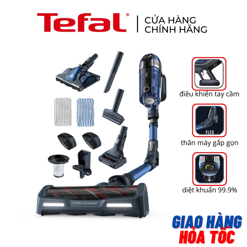 Máy hút bụi không dây Tefal X-force Flex 11.60 TY9890WO màu xanh xám pin sạc - Hàng chính hãng