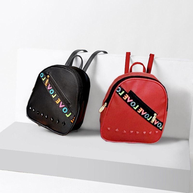 Balo nữ mini da mềm nhiều màu đính LOVE xinh xắn [New Unisex]