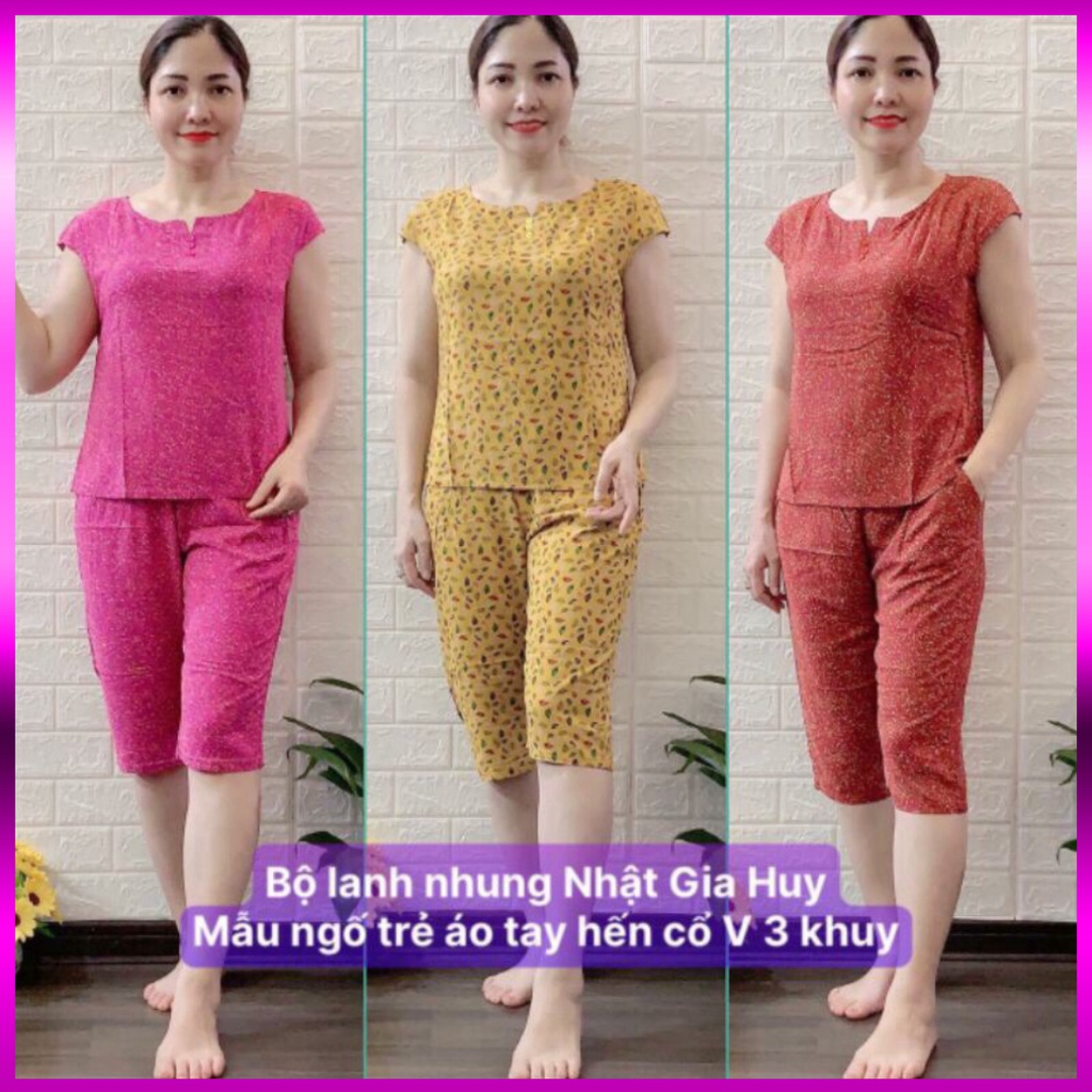 Bộ Lanh Nhung Quần Ngố - Bộ Đồ mặc nhà