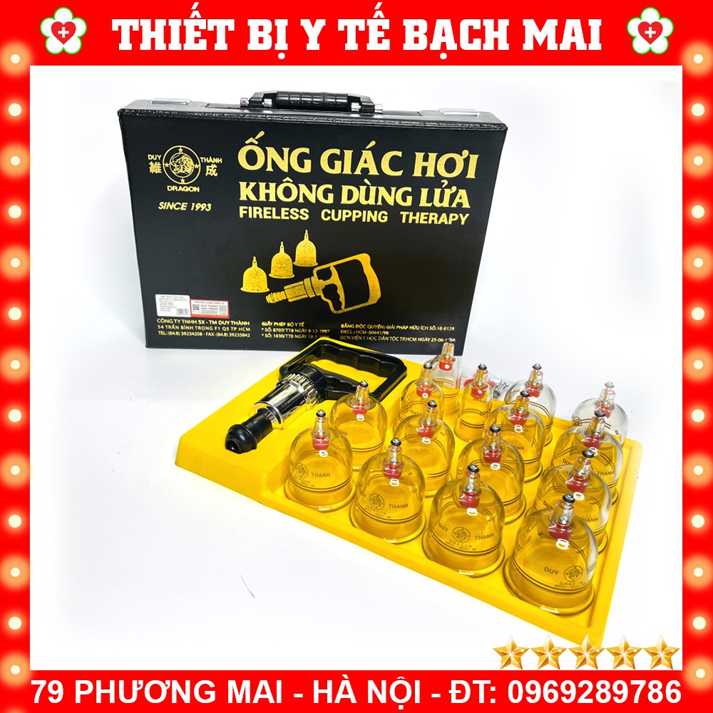 Bộ Giác Hơi Không Dùng Lửa Duy Thành - Hộp 15 ỐNG VALY Đen - BH 12 Tháng