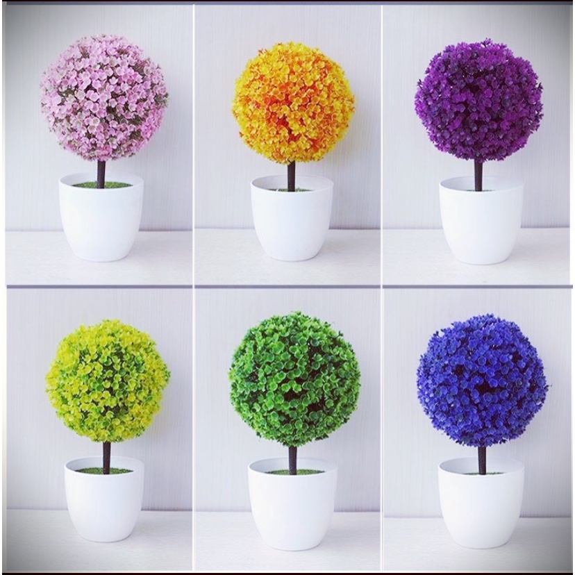 Chậu hoa cẩm tú cầu trang trí decor bàn làm việc siêu đẹp,Chậu hoa giả trang trí nhiều màu H348