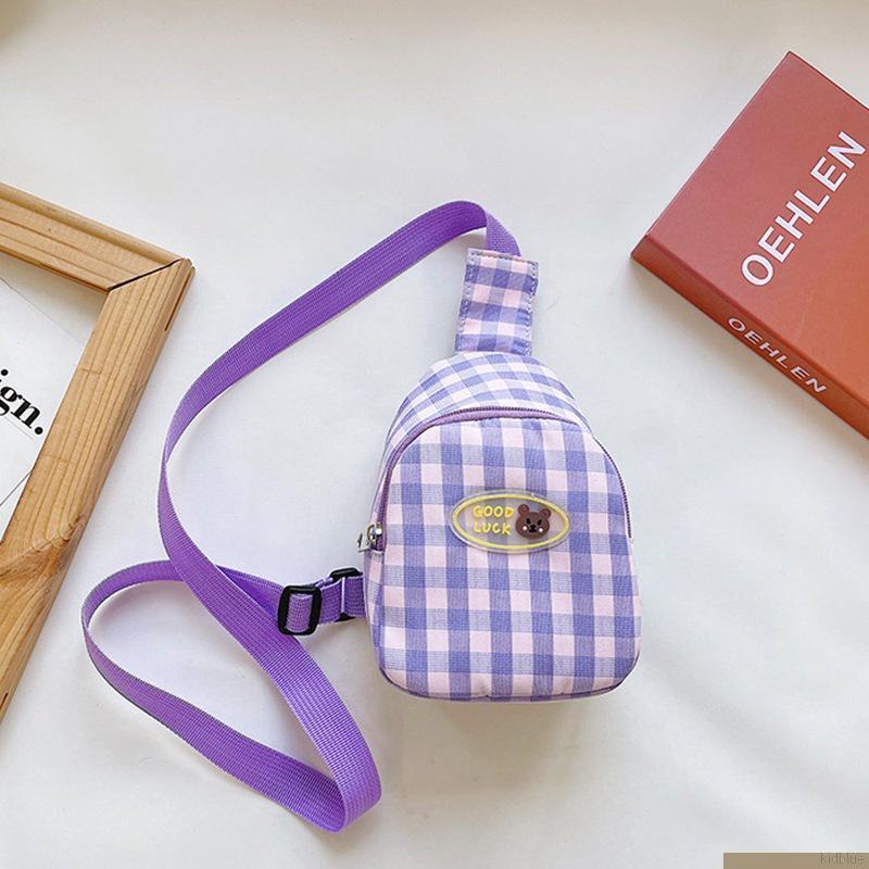 Túi đeo chéo họa tiết caro thời trang nhiều màu tùy chọn cho bé trai và bé gái