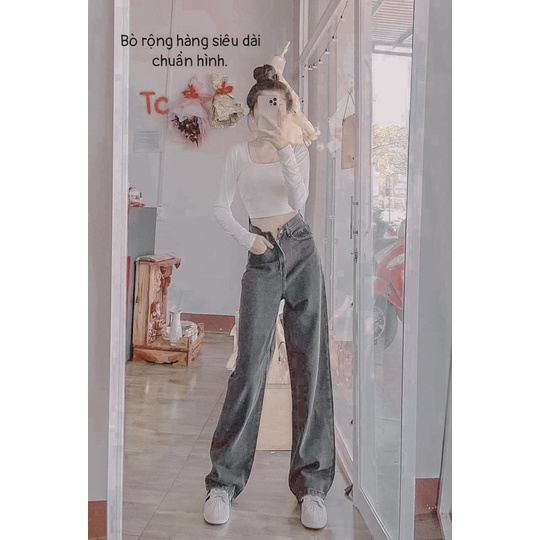 Quần bò ống rộng nữ quần jeans ống rộng 🍀, vải bò dày đẹp , dáng suông rộng