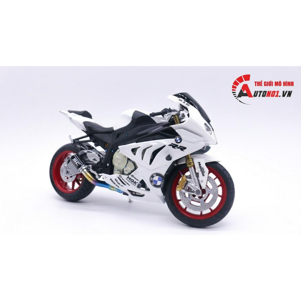 Mô hình xe độ BMW S1000RR white độ pô, độ mâm 1:12 Autono1 Joycity D022J