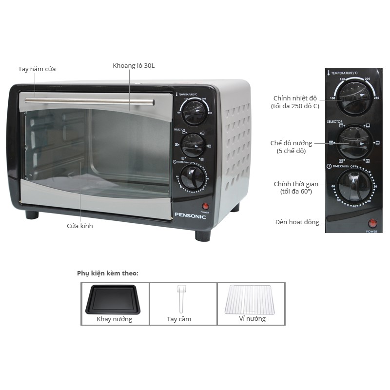 Lo Nướng Pensonic Ae 300nc 30 Lit Chinh Hang 990 000đ