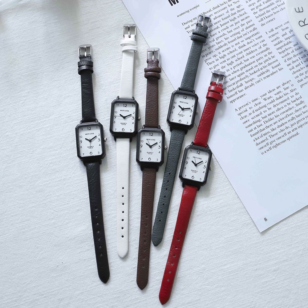 Đồng Hồ Đeo Tay Mặt Vuông Dây Mảnh Phong Cách Harajuku Dành Cho Nữ