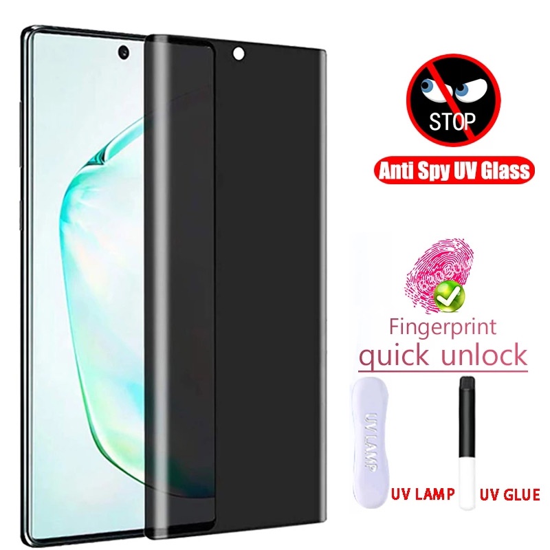 UV Kính cường lực bảo vệ toàn màn hình chống nhìn trộm cho Samsung Galaxy ss S23 S22 S21 S20 Ultra S10 Note 20 10 Ultra 4G 5G 2022